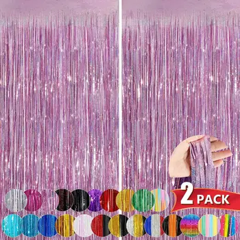 Metallic Lametta Folie Fransen Vorhänge Foto Hintergrund Glitzer Luftschlangen Folie Fransen Hintergrund