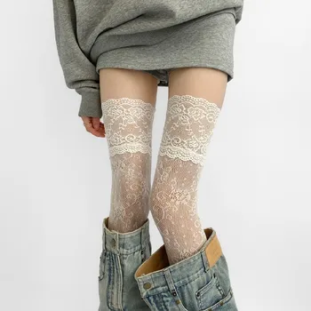 Socken Frau Herbst/Sommer Einfarbig Oberschenkel Hohe Spitze Strümpfe Frauen Overknee Strümpfe Lolita Mädchen