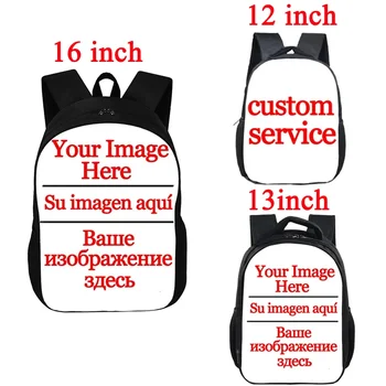 Passen Sie Ihr Logo / Bild / Name Rucksack Kinder Schultaschen Jungen Mädchen Schwarz Kindergartentasche