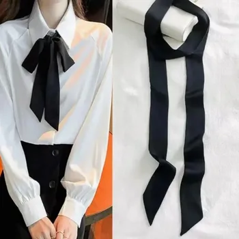 Koreanischen Stil 190*5 cm Frauen Plain Chiffon Seide Schal Einfarbig Lange Haarband Vielseitig Dekorative