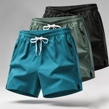 Herren Schnelltrocknende Laufshorts mit Kordelzug und Reißverschlusstaschen - Ideal für Sportliche Workouts