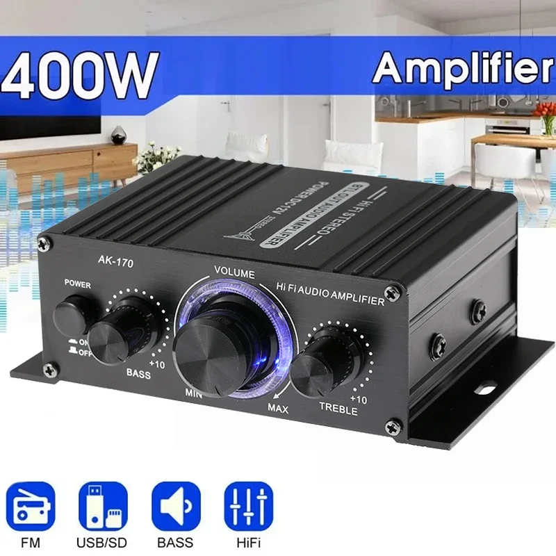 AK170 Mini Digital Power Audio Auto Verstärker Blau Licht