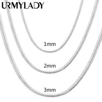 40-75 cm 925 Sterling Silber 1 MM/2 MM/3 MM solide Schlangenkette Halskette Für Männer Frauen Modeschmuck
