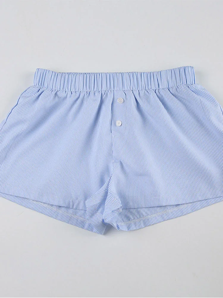 Gestreifte Print Casual Shorts für Frauen elastische Taille – Bild 6