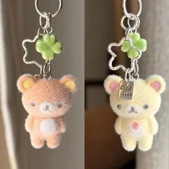 Mode Niedlichen Bären Rilakkumas Beflockung Pendent Ccd Hängenden Seil Telefon Charme Schlüsselbund Tasche