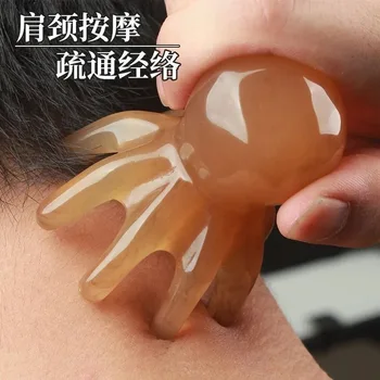Oktopus Massagekamm Harzkopf Meridian Schaben Kopfhaut Massagebürste Akupunktur SPA Gua Sha Massagekamm