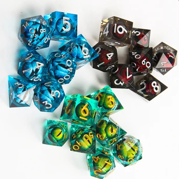 DND Liquid Core D & D Würfelset, Dungeon- und Drachenwürfel aus Harz mit scharfem Rand, Rollenspiel, RPG D