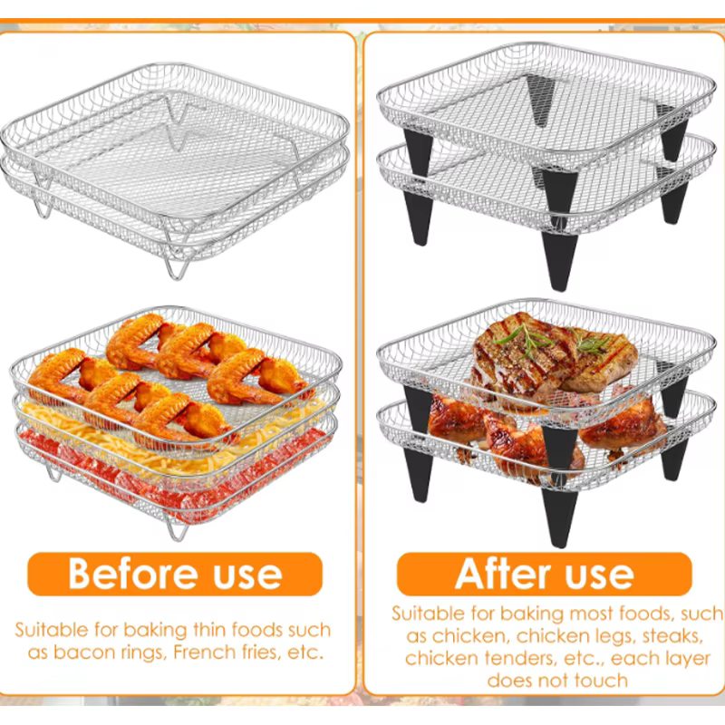 3-stöckiger Edelstahl-Grillkorb für Heißluftfritteuse – Bild 4