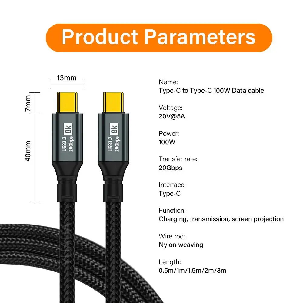 Typ C auf Typ C PD100W Schnellladekabel USB 3.2 20 Gbit/s – Bild 4
