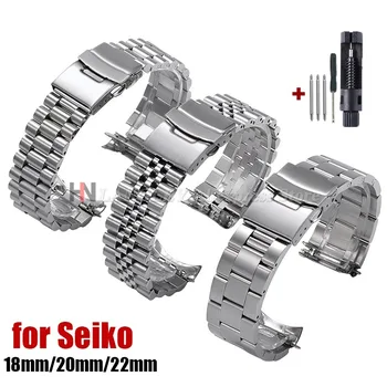 Massives Edelstahl-Uhrenarmband für Seiko 5 SKX009/007 für Jubilee für Oyster, gebogenes Ende, 18 mm, 20 mm