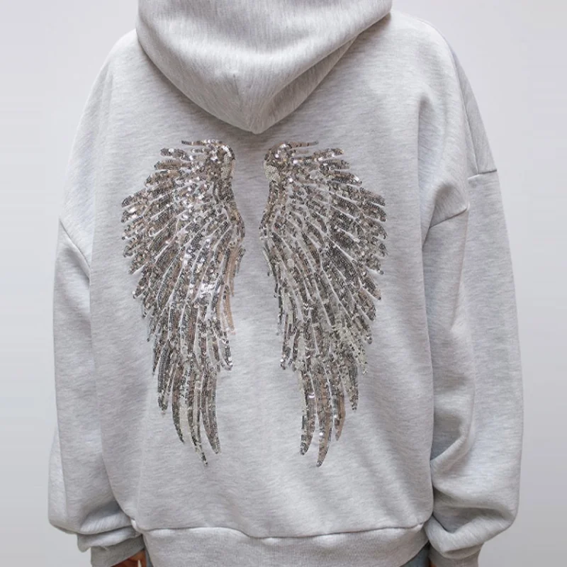 Damen-Pullover mit glänzenden Pailletten, Engelsflügel – Bild 2