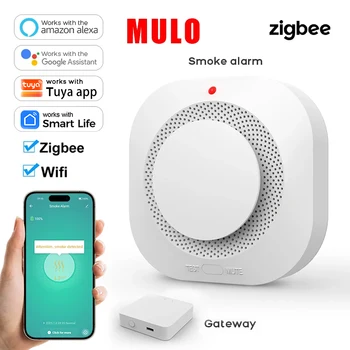 ZigBee WLAN Smart Rauchmelder, Kompatibel mit Tuya Smart Life App, Feuermelder für Haussicherheit