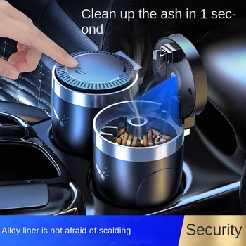 Portable LED Smoke Car Ashtray Cigarette Ash Holds Cup Automatic Light Indicator Ashtray Car Cup Holder