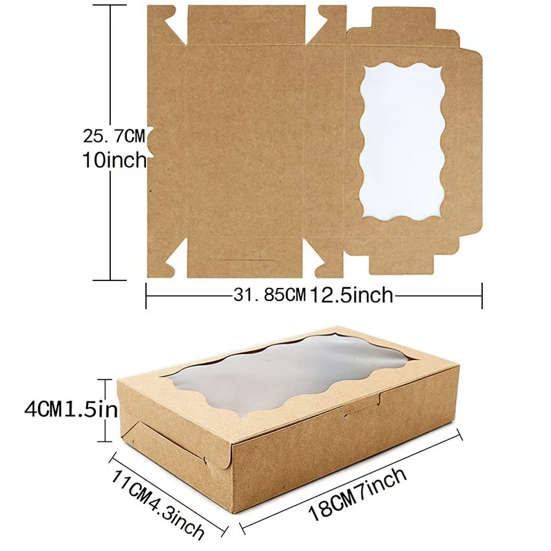 10/20 Stücke Kraftpapier Kuchen Süßigkeiten Boxen Rechteck – Bild 2