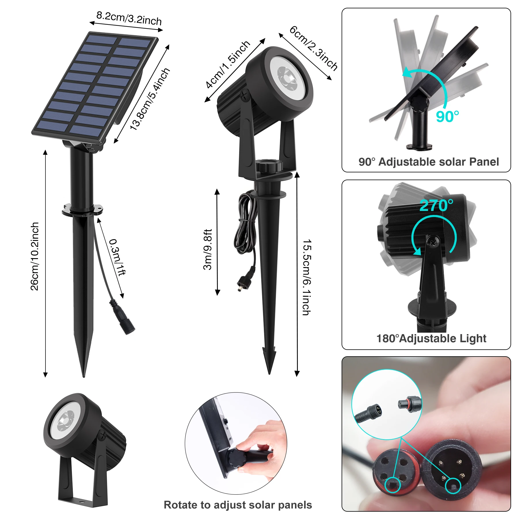1/2/4 Lichter RGB Solar LED Licht Outdoor Solar Scheinwerfer – Bild 2