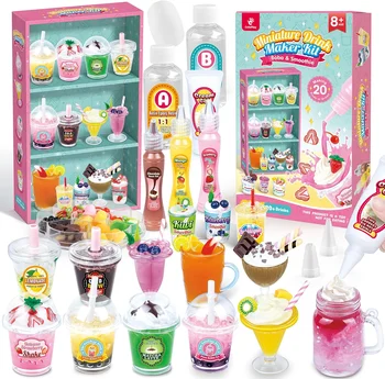 Miniatur-Getränkemarker-Set, Miniatur-Lebensmittelspielzeug, Küche, vorgetäuschtes Essen, DIY-Bastelsets