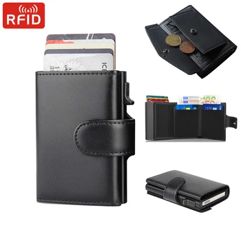 RFID Mikro faser Leder Männer Brieftaschen Mode Karten halter dreifach Brieftasche Geld Taschen Smart schlanke