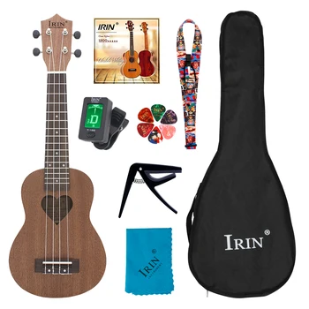 IRIN 21-Zoll-Ukulele-Sapele-Hawaiianisches Gitarren-Set mit Koffer, langlebige Teile, professionelle