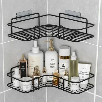 Eckregal für Badezimmer, wandmontiertes Aufbewahrungsregal, Shampoo-Halter, Kosmetikregal, Duschabflusskorb