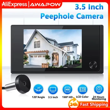 Awapow 3,5 Zoll Türklingel Guckloch Viewer Digitale Türkamera 120 ° LCD 2 Millionen HD Pixel Cat Eye