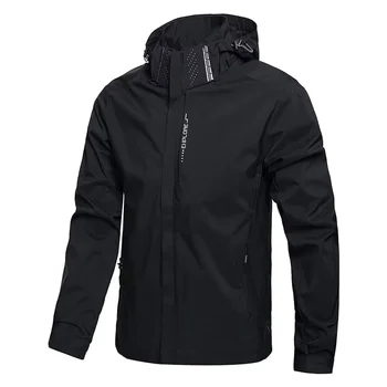 Herren Wasserdichte Regenjacke Leichte Outdoor-Kapuzenjacke Wanderjacke Winddichte Jacke Kletterjacke