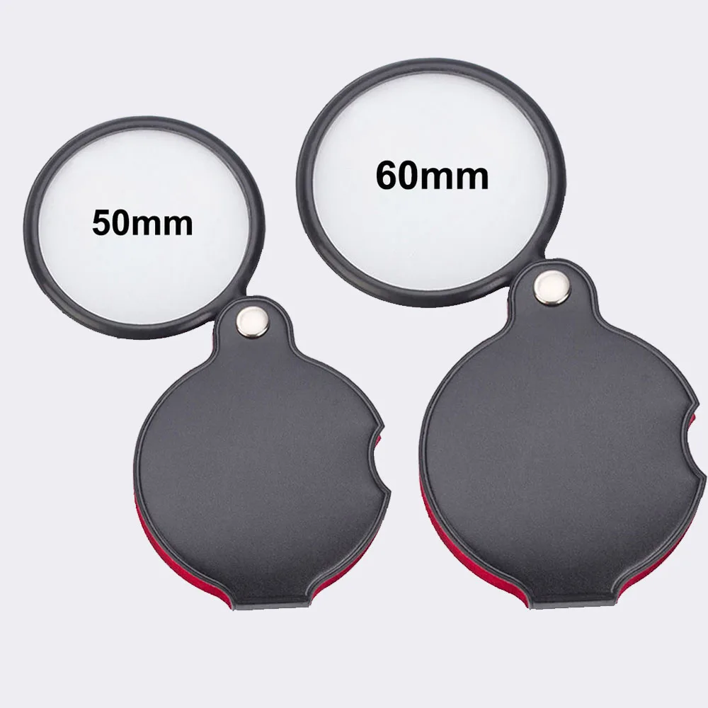 50/60mm Mini Lupe 8X Gefaltete Ledertasche Tragbare Handheld