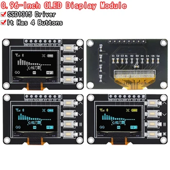 0,96 Zoll OLED IIC Weiß/GELB BLAU/BLAU 12864 OLED-Display mit 4x4 Tasten I2C SSD1315 LCD-Bildschirmplatine