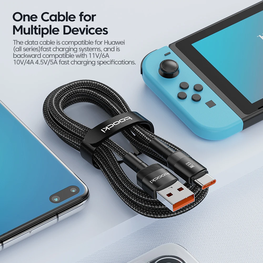 USB-A auf USB-C Kabel 100 W, 6 A, Schnellladen und Daten – Bild 3
