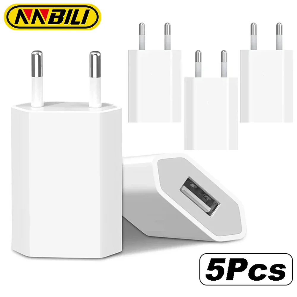 Nnbili 1-5pcs universal 5v 1a eu stecker usb wand telefon