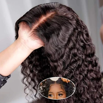 5x5 Glueless Perücken aus Echthaar, sofort tragbar, Deep Wave, 13x4 13x6 HD Lace Front Echthaarperücke