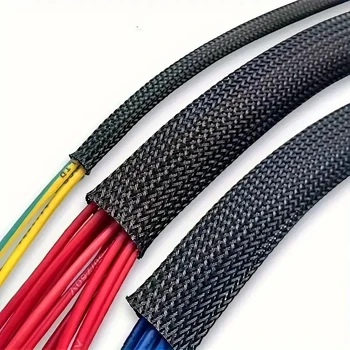 10m /32,8 ft Haustier-Schutzschlauch aus geflochtenem Netzgewebe, Schwarz, flexibler Drahtschutzschlauch
