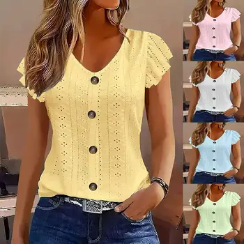 2025, Frühjahr/Sommer, neue Damenmode, stilvolles, lässiges, einfarbiges, mehrfarbiges T-Shirt