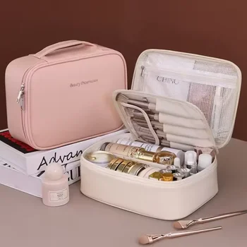 Kosmetiktasche für Damen, Make-up-Tasche, doppellagig, großes Fassungsvermögen, luxuriöser Kosmetik-Organizer