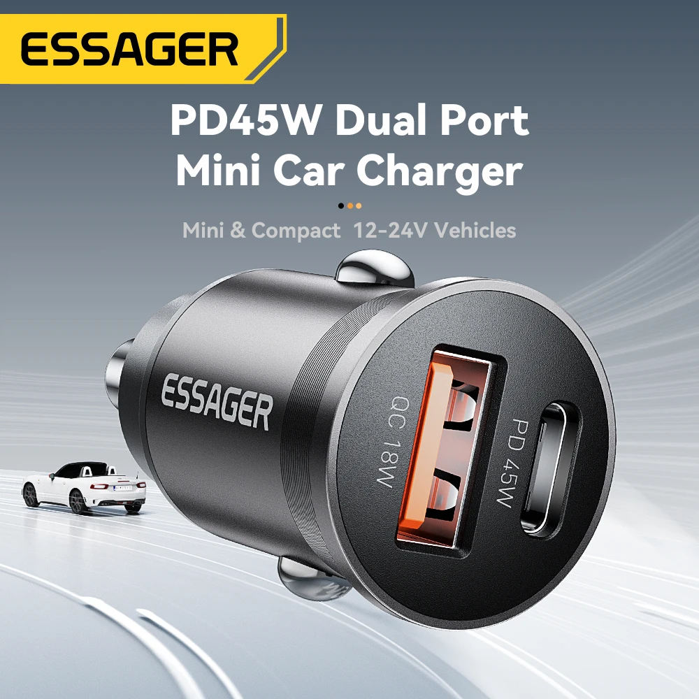Auto-Ladegerät 45 W mit 2 Anschlüssen, USB-C PD und QC 3.0 – Bild 2