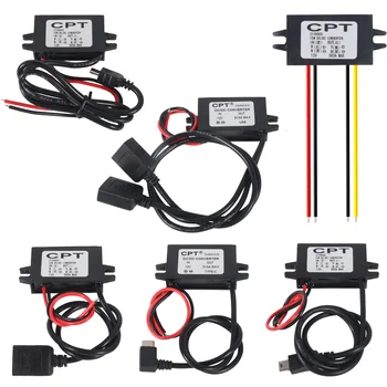 Wasserdichter 12-V-zu-5-V-Konverter, DC-DC-Abwärtsmodul, Netzteil, USB-A-Buchse/Typ-C/Dual-USB/offener