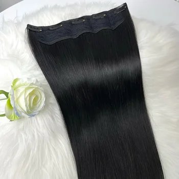Clip-in Haarverlängerungen aus Echthaar, einteilige Clip-in Haarverlängerungen, glattes Echthaar, 16-26 Zoll