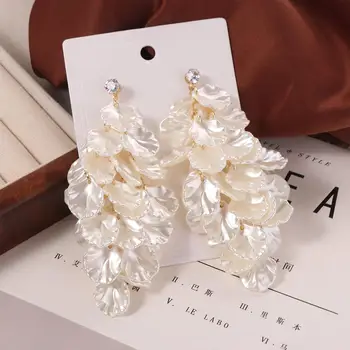 Mode Exquisite Blütenblätter Quaste Ohrringe Schmuck Übertrieben Tropfen Ohrring Ornamente Luxus Vintage