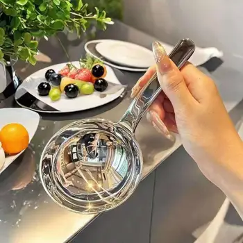 201 Edelstahl vertiefen Esslöffel Suppenkelle kurzen Griff große Ramen Bouillon Löffel Küche Geschirr