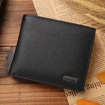 Echtes Leder Herren Geldbörse Premium Produkt Echtes Rindsleder Geldbörsen Für Mann Kurze Schwarze Geldbörse