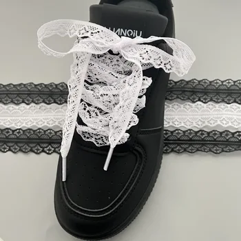 1 Paar ausgefallene Spitzen-Schnürsenkel für Damen, Freizeitschuhe, breite flache Schnürsenkel für Turnschuhe