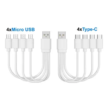 20 cm kurzes USB-Multi-Ladekabel, 4-in-1, mehrere Typ C/Micro-USB-Ladekabel, 4-Port-USB-C-Splitterkabel, 5 V