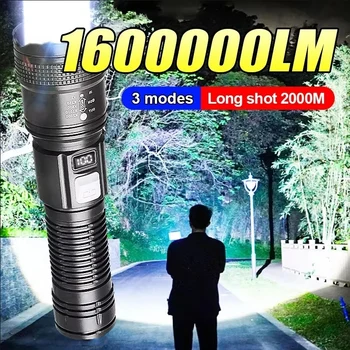 Leistungsstarke LED-Taschenlampe, wiederaufladbare USB-Taschenlampe, superhelles Handlicht, Notfall, Camping