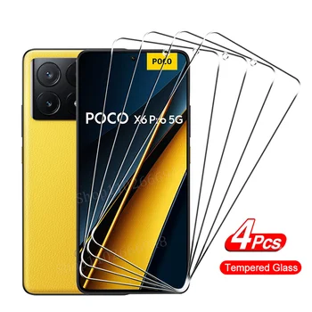 Gehärtetes Glas für POCO X8 X6 X7 X5 X4 X3 F7 F6 F5 GT Pro Displayschutzfolien für POCO M7 M6 M5 M3 (4 Stück)
