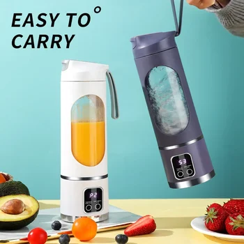 Tragbarer Fruchtsaftpresse mit 10 Klingen, 450 ml Fassungsvermögen, 3 Gänge, wiederaufladbarer USB-Mixer