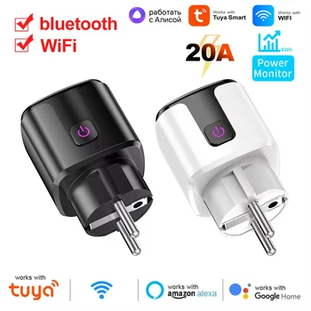 WiFi 20A Steckdose Mit Power Überwachung Tuya Smart EU Stecker Timer Kindersicherung Steckdose Google Home