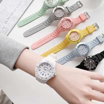Kinderuhren für Jungen und Mädchen, sturzsichere bunte Jelly-Uhr, Quarz-Armbanduhr