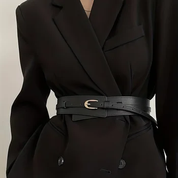 Abnehmbarer Gürtel aus PU-Leder, stilvoller Dornschließe, breiter Bund, Vintage-Mantel-Kleidergürtel für Damen