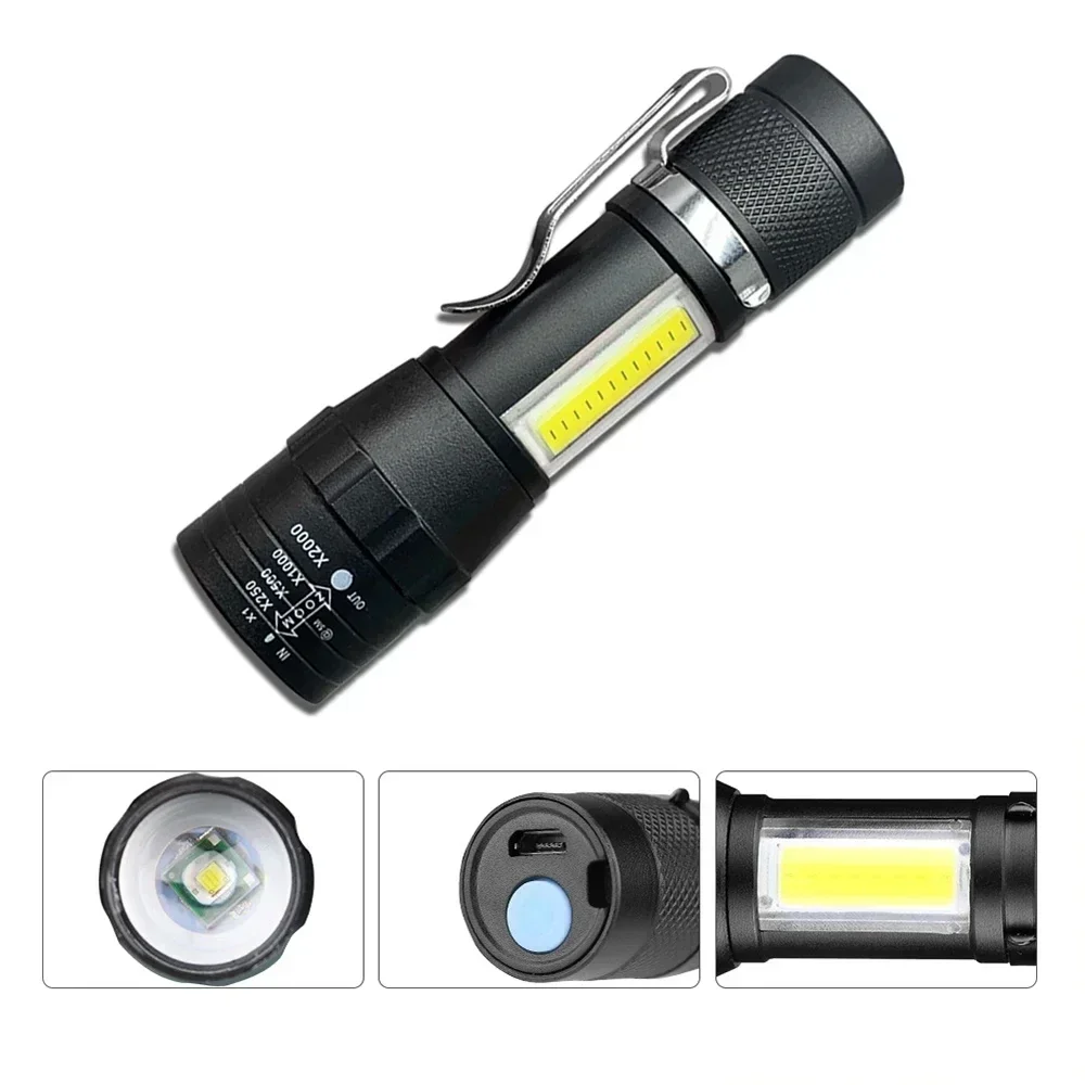 Tragbare wiederaufladbare LED-Taschenlampe mit Stiftclip – Bild 2