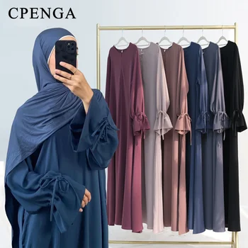 Ramadan Arabisch Muslimische Frauen Modest Kleid 2025, elegante Dubai Plain Abaya Islamische Kirche Kleidung
