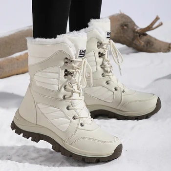 Winter Frauen Schnee Boot High-top Wasserdichte Stiefeletten Damen Dicke Plus Warme Schnee Wandern Stiefel
